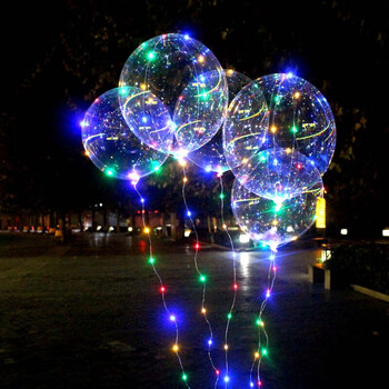 网红发光气球卡通100个装街卖波波球中球街卖led彩灯带灯#08 灯 球