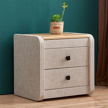 布艺床头柜布艺简约现代棉麻卧室实木百搭迷你整装小户型布储物柜 米