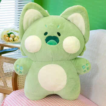 嘟嘟喵公仔生活家居抱枕毛绒玩具网红猫咪玩偶马卡龙色娃娃 绿色 60