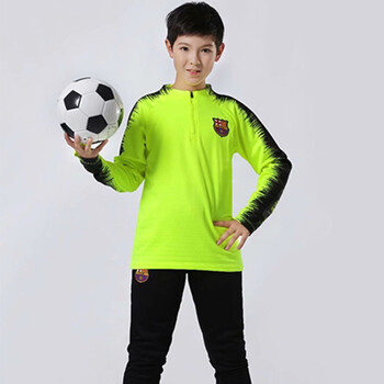 训练服套装长袖法国中国队团体比赛定制足球衣男 绿 181巴萨荧光绿 黑