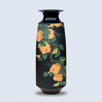 德州梁子黑陶 漆陶直筒瓶 工艺品 家居摆设 商务礼品 收藏品