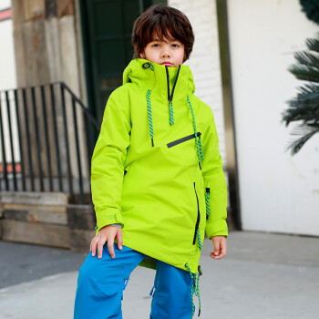 RUNNING RIVER奔流 儿童 冬季 户外运动单板保暖防风中性滑雪服夹克上衣W7745 黄绿色W7745N-512薄 140cm/L