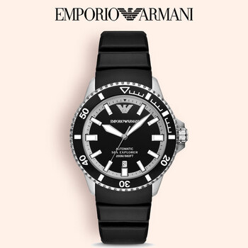 阿玛尼armani男士礼物手表男绿色水鬼夜光机械表ar60078