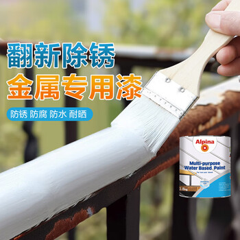 阿尔贝娜金属漆水性油漆自刷铁门栏护杆不锈钢防锈防腐翻新改色漆户外通用 白色 2.5KG