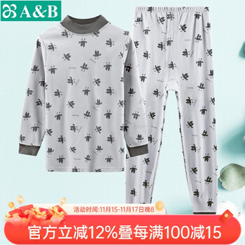 AB内衣精梳棉男童保暖套装全棉精梳纯棉儿童半高领宝宝优质舒适柔 快乐外星人 150