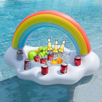 【京选优品】彩虹云朵水上漂浮毯 游泳气垫子漂流海上充气浮床水上