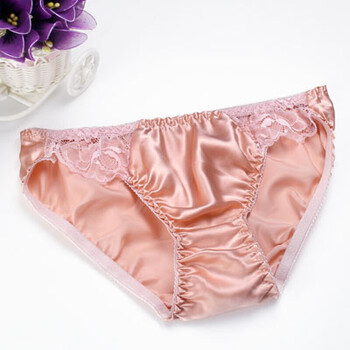 dwayne1满桑蚕丝真丝内裤女内裤三角裤蕾丝边 橘粉色 l
