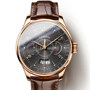 罗宾尼(lobinni)手表男士多功能全自动机械表蝴蝶扣皮带男式腕表商务