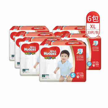 韩国好奇(Huggies) 魔法成长裤 XL33片*6包（1箱） 13-18kg 男宝