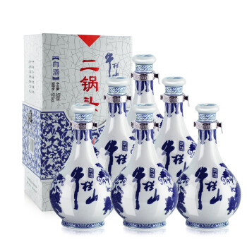 牛栏山 白酒 清香型 二锅头 青花瓷 52度 500ml*6瓶 整箱装（内含三个礼品袋）