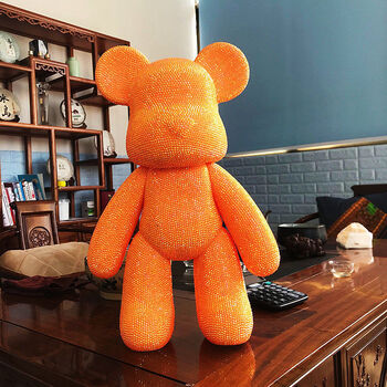 模型白胚贴粘钻石小熊公仔摆件材料包玩具礼品 暴力熊材料包果冻橙色