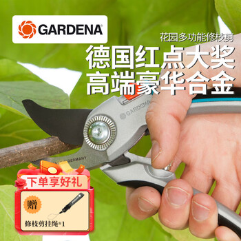 嘉丁拿（GARDENA）德国进口 红点大奖 园林花木绿植精修剪刀 豪华金属园艺修枝剪 鲜嫩树枝花枝(不适用老硬干枝)