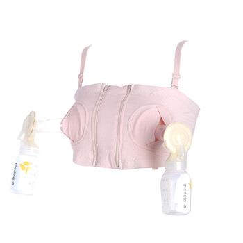 吸奶文胸哺乳内衣胸罩多种吸奶器通用孕妇喂奶内衣 亮粉 m(松紧可调节