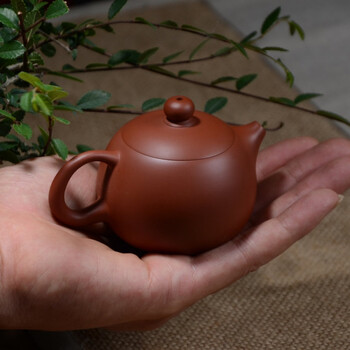 潮州手拉壶纯手工紫砂壶手拉朱泥壶150cc西施壶中式茶壶原矿复古 西施