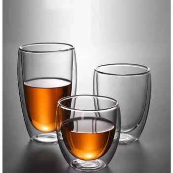 新款蛋形双层玻璃杯隔热透明茶杯创意水杯耐热咖啡杯果汁饮料杯子 450