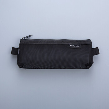 透明网纱考试笔袋小清新大容量简约女学生用铅笔文具用品 小号-黑色