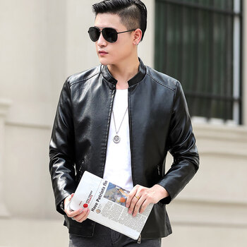 新款皮衣男士外套男户外休闲上衣服时尚潮流秋季帅气机车皮夹克男装