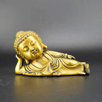 居装饰品仿古青铜器纯铜黄铜睡佛侧睡佛全身像工艺礼品摆件收藏