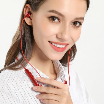 入耳式手机耳机 颈挂式耳机 带麦可通话 中国红【舒适版】 oppo/r9s