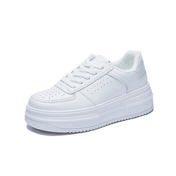 加绒厚底滑板鞋轻便软底休闲舒适百搭女鞋学生小白鞋白色mx8802135