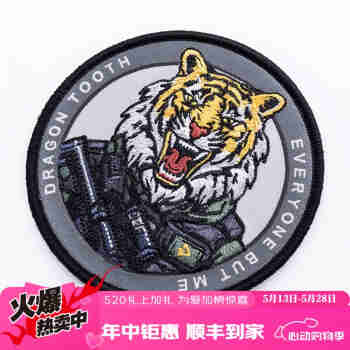 龙牙（Dragon Tooth）龙牙十二生肖虎臂章魔术贴战术臂章龙牙战术装备君品行 蓝灰色 均码