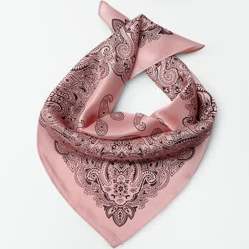 血帮头巾英伦男士小方巾围巾男女头巾小丝巾女职业男领巾夏 粉色腰果