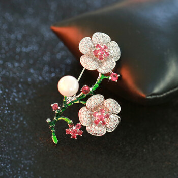 欧美梅花胸针胸花秋冬季日韩气质别针小香风优雅开衫披肩扣配饰品 淡
