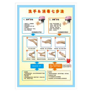 餐飲服務從業人員醫院洗手消毒流程圖步驟圖程序方法牆貼畫掛圖覆膜