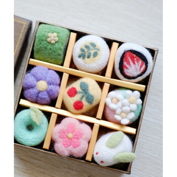 羊毛毡戳戳乐diy学生入门手工猫咪狗多肉甜点玩偶礼盒材料包 和风果子