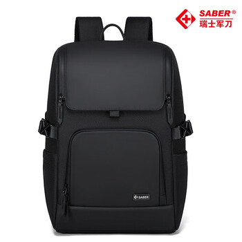 SABER瑞士军刀背包SA2504商务防水双肩包大容量出差多功能休闲电脑包 黑色