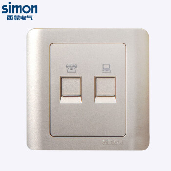 西蒙(SIMON) 开关插座面板 C3系列 电话电脑插座 86型面板 香槟金色 C35229-56