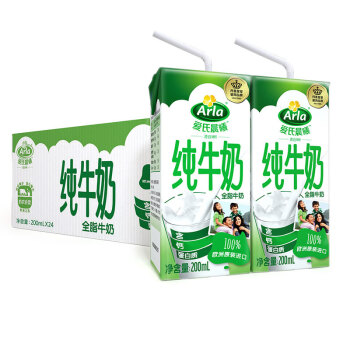 Arla 爱氏晨曦 德国原装进口 营养早餐 健身代餐 3.4g蛋白质 120mg原生高钙 全脂纯牛奶 200ml*24 年货礼盒