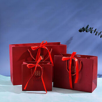 婚礼喜糖袋子喜字回礼袋中国风礼品袋红色手提袋大号包装袋伴手礼