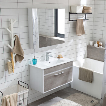 北欧浴室柜组合现代简约洗手盆柜组合小户型卫生间洗漱台洗脸浴柜 6g