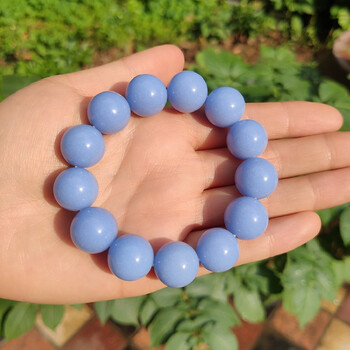 夜明珠手串 男女款饰品夜光玉珠手串 深蓝色(天蓝光) 20mm