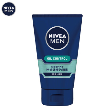 妮维雅(NIVEA)男士控油劲爽洁面乳100g（洗面奶 护肤化妆品 ）