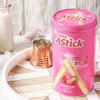 爱时乐（Astick）草莓味夹心棒(注心饼干)330g罐装 蛋卷威化出游囤货(包装随机发)