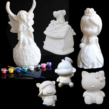 画画模具石膏娃娃公仔个性创意摆摊居家手绘画上色搪胶涂颜色模具摆设