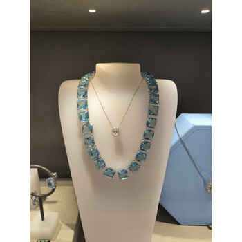 施华洛世奇swarovski现货施华洛世奇专柜millenia蓝色方形大水晶项链