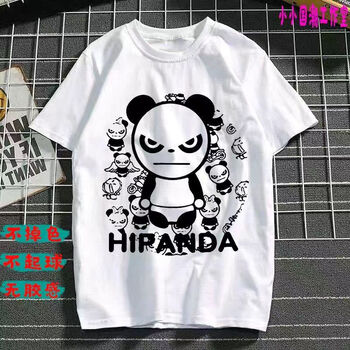 foss phil暴力熊猫短袖t恤男女学生情侣款潮牌新款潮流ins卡通百搭