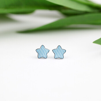 时尚百搭甜星星s925银耳钉女韩国萌萌哒卡通耳饰礼物防过敏耳夹 条纹