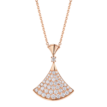 bvlgari/宝格丽18k玫瑰金镶嵌钻石扇形吊坠项链大号cl856966