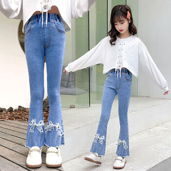 康薇贝大童牛仔裤女12一15岁春秋外穿时尚裤子秋款初中学生女生女孩