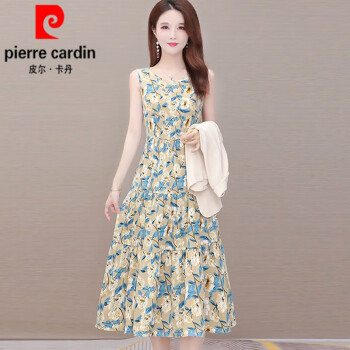 皮尔卡丹（pierre cardin）西装连衣裙套装女春秋2025年新款时尚名媛碎花吊带裙套装夏针织 米白【单连衣裙】 3XL 140-160斤