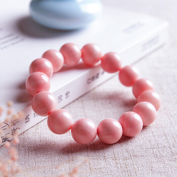 珊瑚手串无优化收藏级红珊贝粉贝圆珠手链珍珠母贝民族风女周玉匠