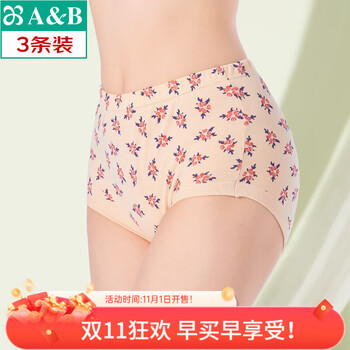 AB内衣【3条】AB内衣新款女士印花抗菌中老年高腰全棉妈妈款女内裤 印花 3条 M