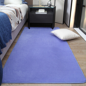 北欧短绒地毯卧室床边毯客厅地垫毛绒房间满铺儿童加厚简约 深蓝色