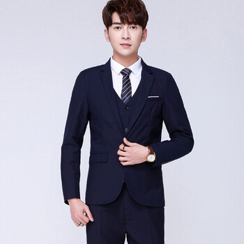 1粒扣【藏青色】西服 马甲 西裤 衬衫 领带 腰带 s