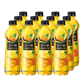美汁源 百香果柠檬风味复合果汁饮料420ml*12 整箱装 可口可乐公司