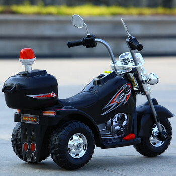 儿童电动摩托车宝宝三轮车摩托越野摩托 黑色